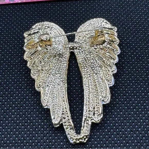 BROOCH! Betsey Johnson Angel Wing Brooch w/ AB Gemstones BNWT - Picture 3 of 6